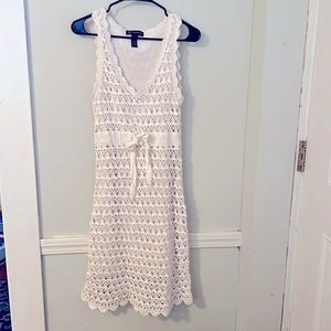 White crochet, overlay dress by pink size medium